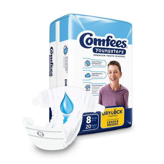 Comfees® Youngsters Premium Youth Diapers, Size 8, 80/Cs