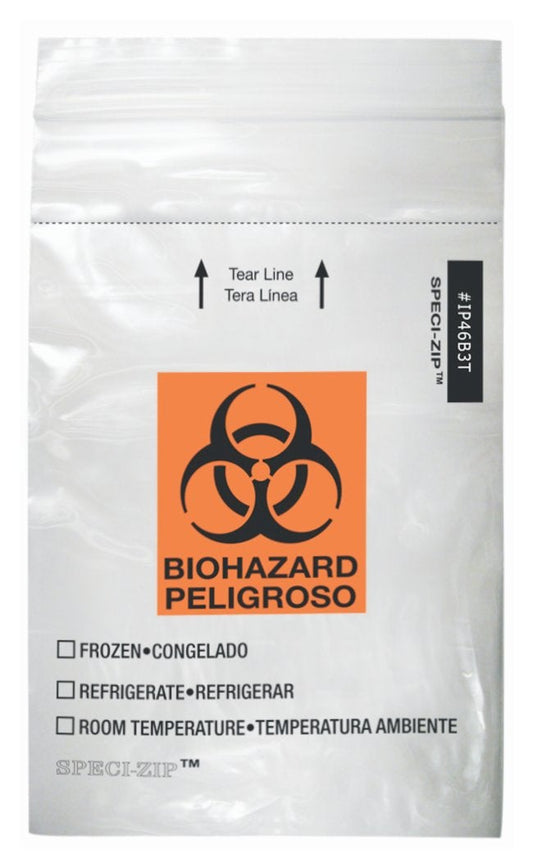 BAG, BIOHAZARD RECLOSABLE CLR4"X6" (1000/CS) FSHSCI, 1000/CS
