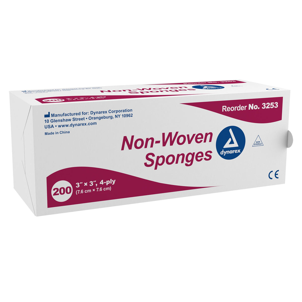 Dynarex Nonwoven Sponge, 3 X 3 Inch, 4-Ply, 4000/Cs