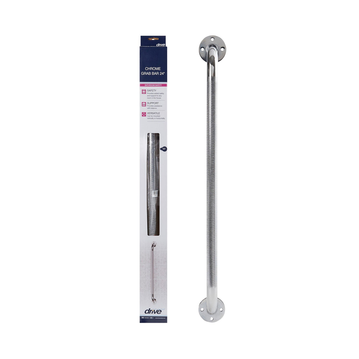 drive™ Wall Grab Bar, Chrome, 24 Inch, 1/EA
