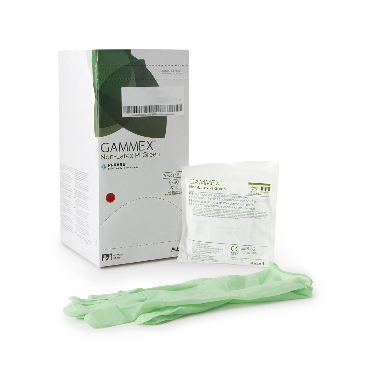 Gammex® Non-Latex PI Green Polyisoprene Surgical Glove, Size 8.5, Light Green, 50/BX
