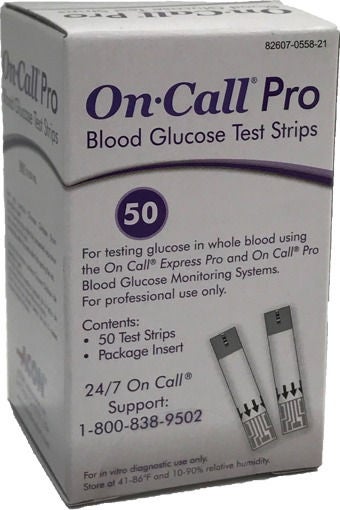 On Call® Pro Blood Glucose Test Strips, 2400/Cs