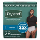 DEPEND® FRESH PROTECTION™ MEN'S MAXIMUM ABSORBENCY UNDERWEAR, LARGE, SOLD AS 28/PACK KIMBERLY 53745