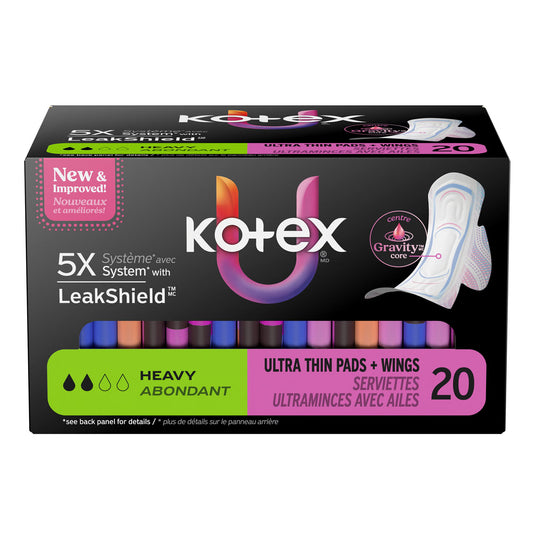 Pad, Kotex Prem Ultrathin Hvywing Core (20/Pk 8Pk/Cs), 160/Cs