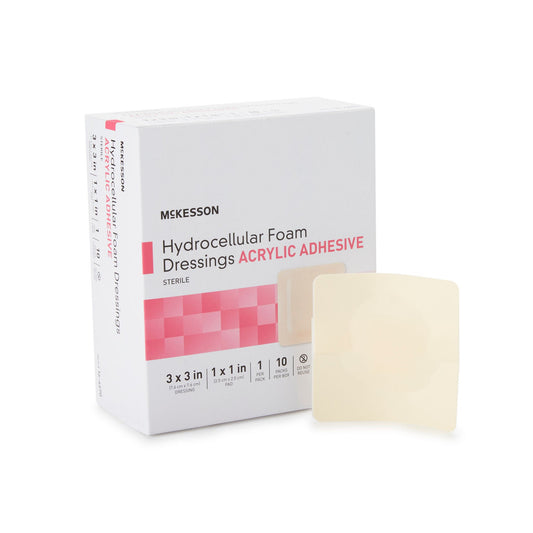 Mckesson Adhesive Foam Dressing With Border, 3 X 3 Inch, 10/Bx