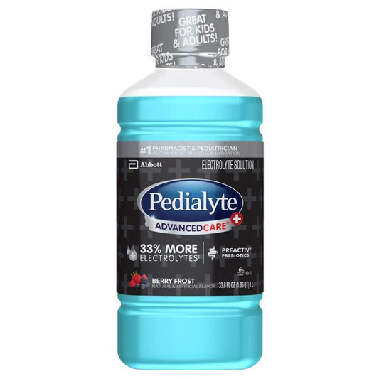 Pedialyte® Advancedcare™ Plus Berry Frost Electrolyte Solution, 1 Liter Bottle, 4/Cs
