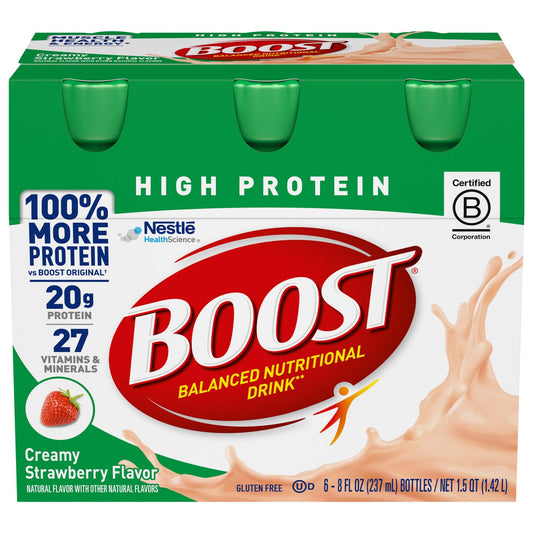 Boost® High Protein Strawberry Complete Nutritional Drink, 8-ounce Bottle, 6/PK
