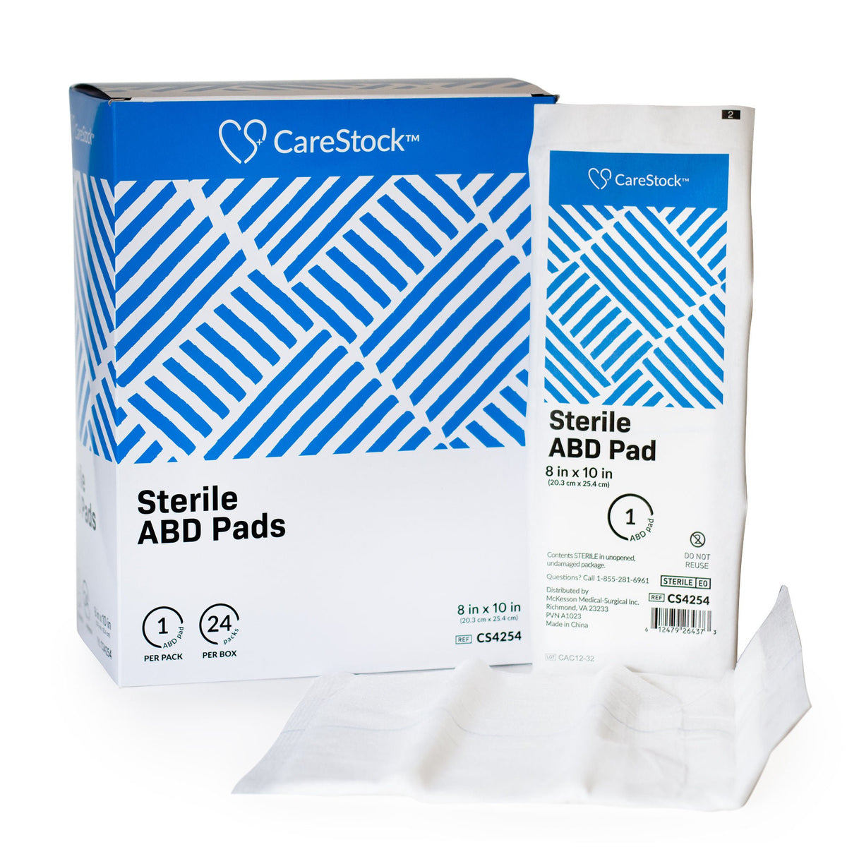 Carestock™ Sterile Abdominal Pad, 8 X 10 Inch – Nonwoven Cellulose Abd Pads, 360/Cs