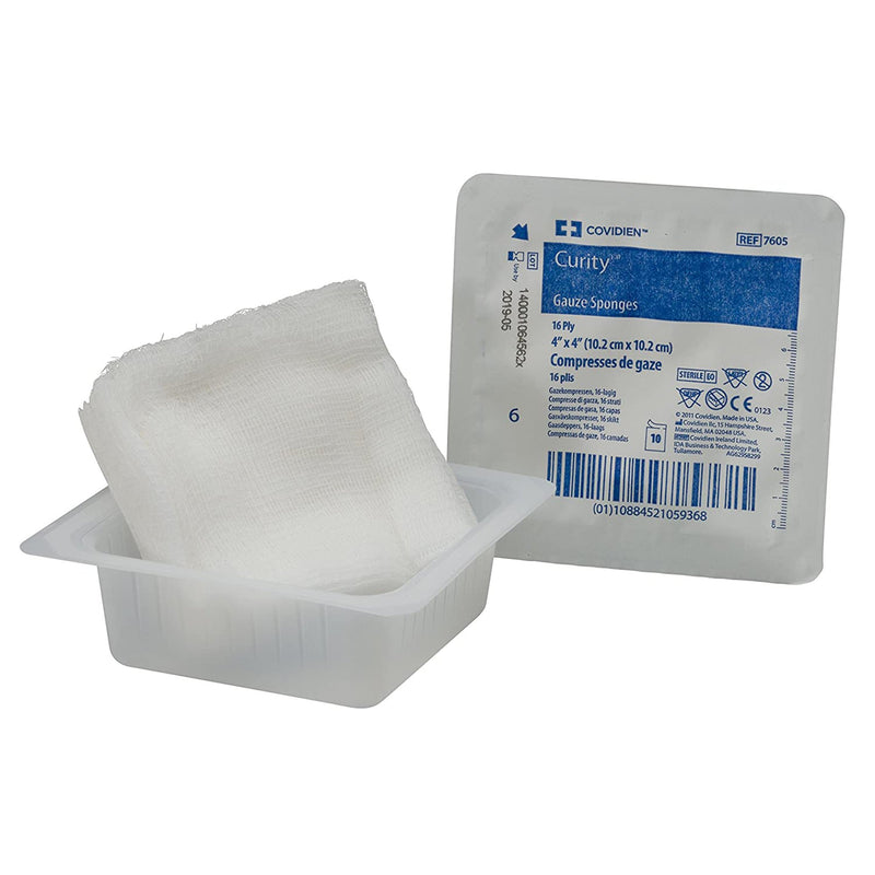 CURITY™ STERILE USP TYPE VII GAUZE SPONGE, 4 X 4 INCH, 16-PLY, SOLD AS 1280/CASE CARDINAL 7605-