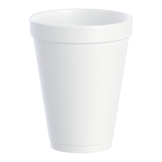 Dart Drinking Cup, White, Styrofoam, Disposable, 12 Oz, 1000/Cs