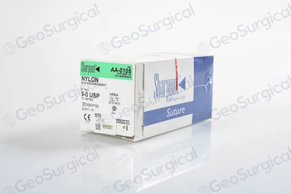 SURGICAL SPECIALTIES SHARPOINT™ MICROSURGERY SUTURES. SUTURE BLK MONO NYLON 9-05/13CM NDL HRM4 12/BX, BOX - BriteSources