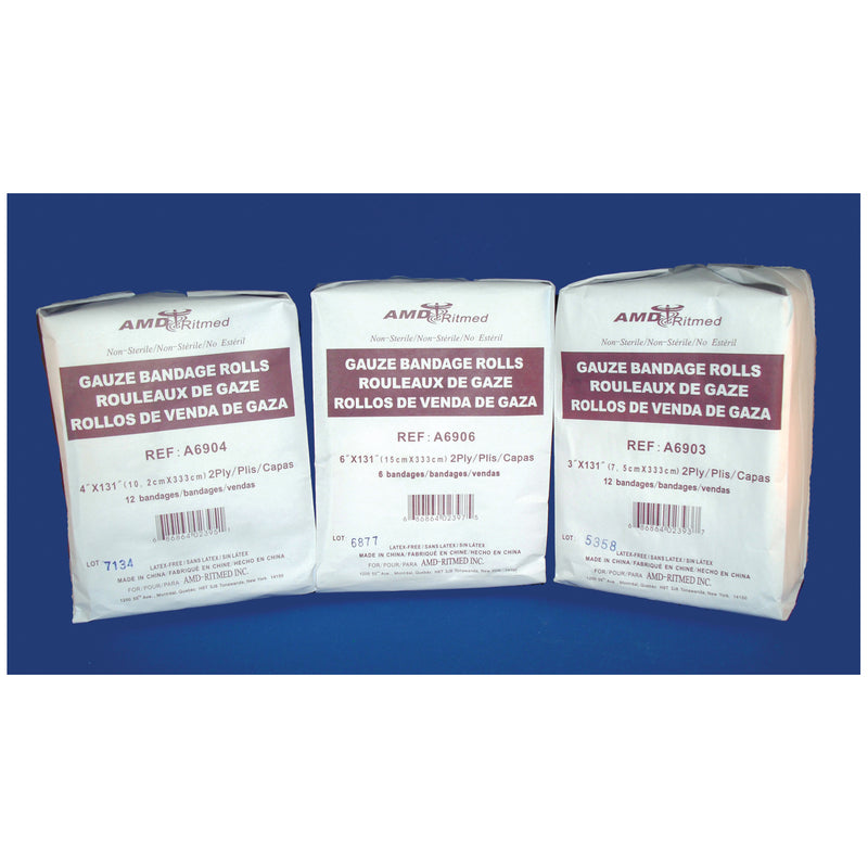 GAUZE BANDAGE, 4" X 131", STERILE, 12/PK, 8 PK/CS, SOLD AS CASE AMD-MEDICOM 10000212