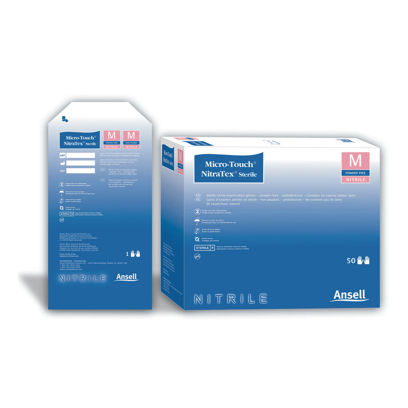 ANSELL MICRO-TOUCH® NITRATEX® STERILE EXAM GLOVES GLOVE EXAM ST SM PAIRS50PR/BX 4BX/CS