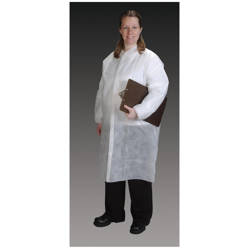 CRITICAL COVER® LAB COATS, TAPERED COLLAR, ELASTIC WRIST, NO POCKETS, SNAP CLOSE, WHITE, XXX-LARGE, 25/CS, SOLD AS CASE ALPHAPROTECH 10001185