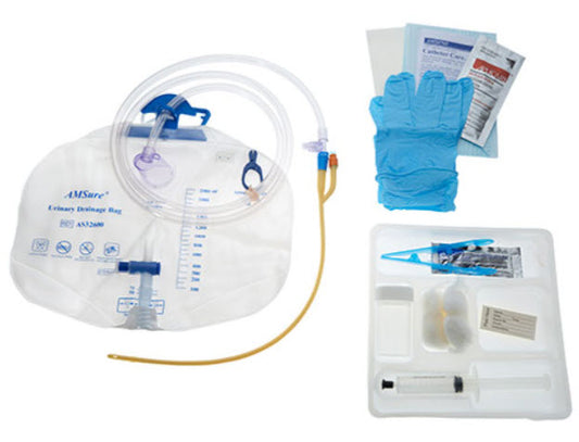 Amsino Amsure Catheter Tray Tray Cath W/400Ml Urine Metere16Fr 5Cc Includes Kit 10/Cs -AS89816