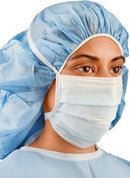 Cardinal Health Astm Level 1 Surgical Mask Mask Surgical Tie 3Ply Whtped Print Pleat 50/Bx 6Bx/Cs -AT771145A - BriteSources