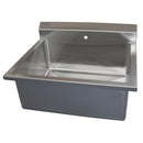 SINGLE SCRUB SINK, STAINLESS STEEL WALL MOUNT, WITH ROUNDED CORNERS AND 12" BACKSPLASH - 30"L X 19.75"D X 22.56"H, SOLD AS EACH D.R.E. 10001123