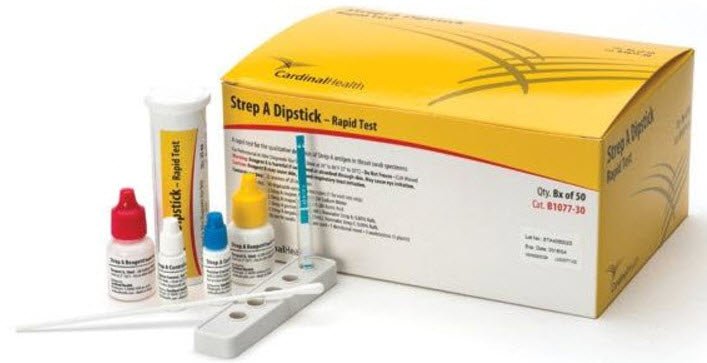 Cardinal Health Rapid Test Kit Test Rapid Strep A Dipstick50Tst/Kt 1Kt/Bx 12Bx/Cs -B1077-30