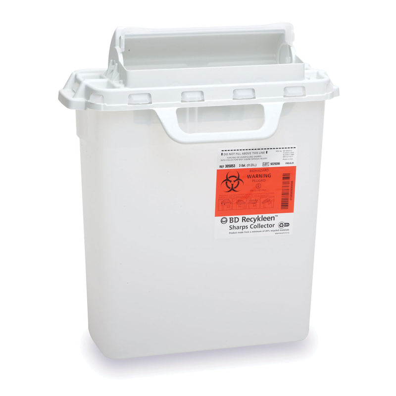 SHARPS COLLECTOR, 3 GALLON, 15¾" X 13½" X 6", COUNTERBALANCED DOOR, PEARL, 10/CS, SOLD AS CASE BD 209
