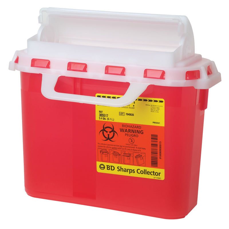 SHARPS COLLECTOR, 5.4 QT, SIDE ENTRY, RED, 20/CS, SOLD AS CASE BD 209