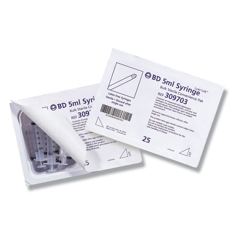 SYRINGE ONLY, 5ML, LUER-LOK™ TIP, STERILE, INDIVIDUALLY WRAPPED, 125/BX, 4 BX/CS, SOLD AS CASE BD 209