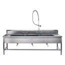 DECONTAMINATION STATION 116"W X 30"D, BACKSPLASH, 25"W X 18"H X 10"D BOWLS, WASTE LEVER DRAIN W/ OVERFLOW, MARINE EDGE, BOWLS ETCH, SOLD AS EACH BLICK