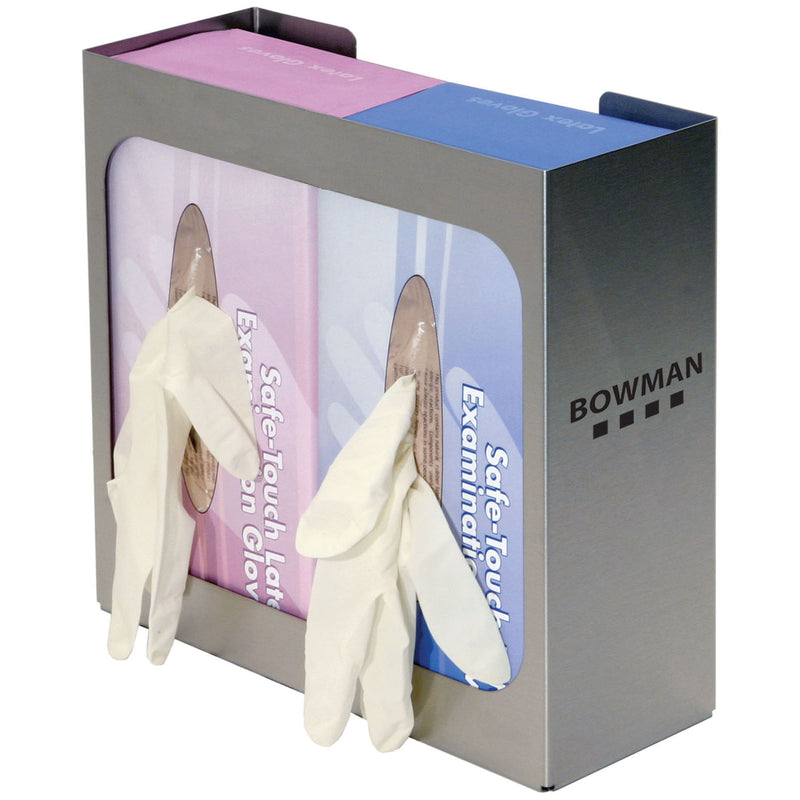 GLOVE BOX DISPENSER, DOUBLE WITH DIVIDERS, HOLDS 2 BOXES OF GLOVES, THREE-WAY KEYHOLES FOR VERTICAL OR HORIZONTAL WALL MOUNTING, C, SOLD AS EACH MARKE