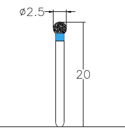 Spherical 2.5 mm Dia. Medium Grit Diamond Bur 5 per pack. 001.25M1 - Osung USA