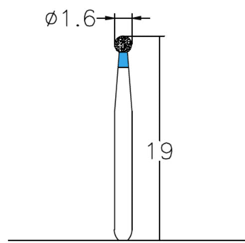 Spherical 1.6 mm Dia. Medium Grit Diamond Bur 5 per pack. 001.16M1 - Osung USA