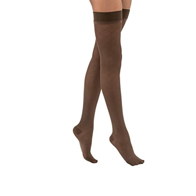 COMPRESSION STOCKING, THIGH HIGH, 20-30 MMHG, CLOSED TOE, DIAMOND, ESPRESSO, MEDIUM, SOLD AS PAIR BSN 10000701