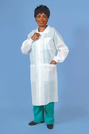 BUSSE SMS TRI-LAYERED LABCOATS. COAT LAB POCKETS KNIT CUFFLG/XL WH 25/CS, CASE - BriteSources