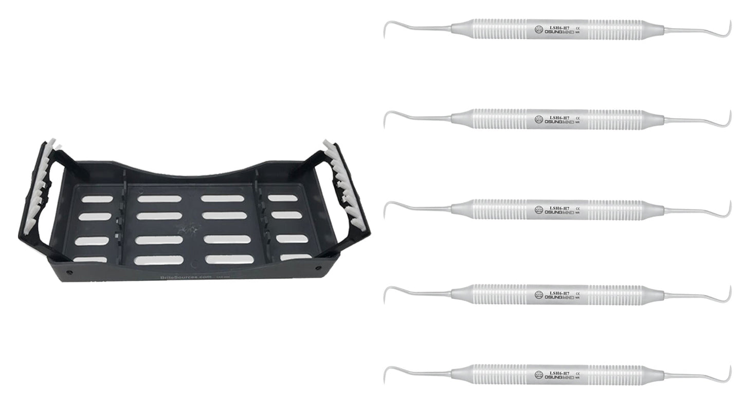 Dental Scaler H6-H7 Light Wt. Metal Handle, 5 Pcs Set - Osung USA