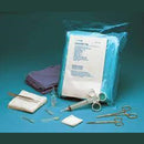 LACERATION TRAY INCLUDES: FENESTRATED DRAPE, 18" X 16", WHITE; TOWEL, BLUE, SCRIMM; IRIS, SHARP, STRAIGHT, 4.5"; ADSON TISSUE FORC, SOLD AS CASE CARDI