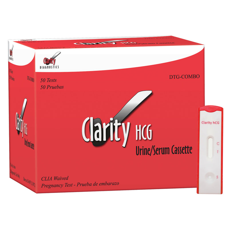 CLARITY HCG COMBO CASSETTE, CLIA WAIVED, 50/BX, SOLD AS BOX CLARITY 10001124