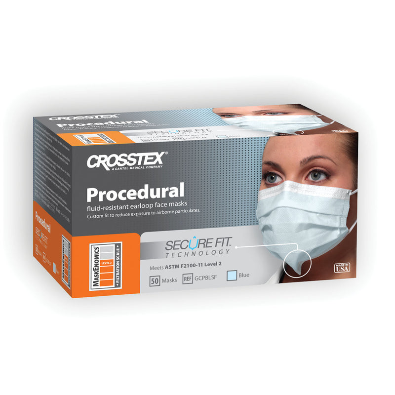 ASTM LEVEL 2 MASK, BLUE, LATEX FREE , 100/BX, 5 BX/CS, SOLD AS CASE CROSSTEX 10000178