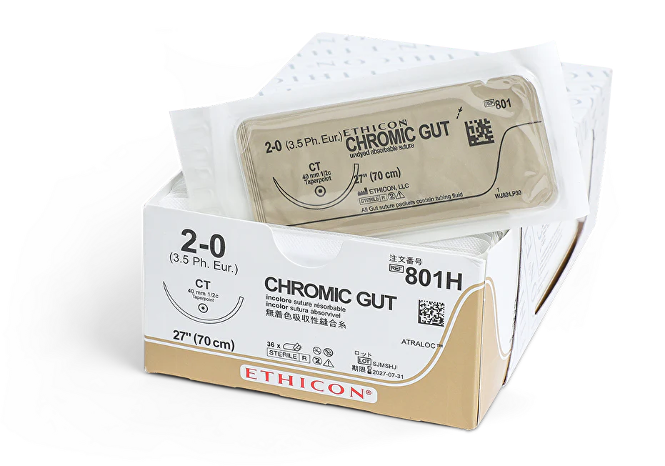 ETHICON SURGICAL GUT SUTURE - CHROMIC SUTURE CHROMIC GUT SZ 1CT-2 27 3DZ/BX