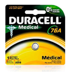 DURACELL® MEDICAL ELECTRONIC BATTERY. BATTERY ALKALINE 76A 1.5V6/BX UPC 66445, BOX - BriteSources