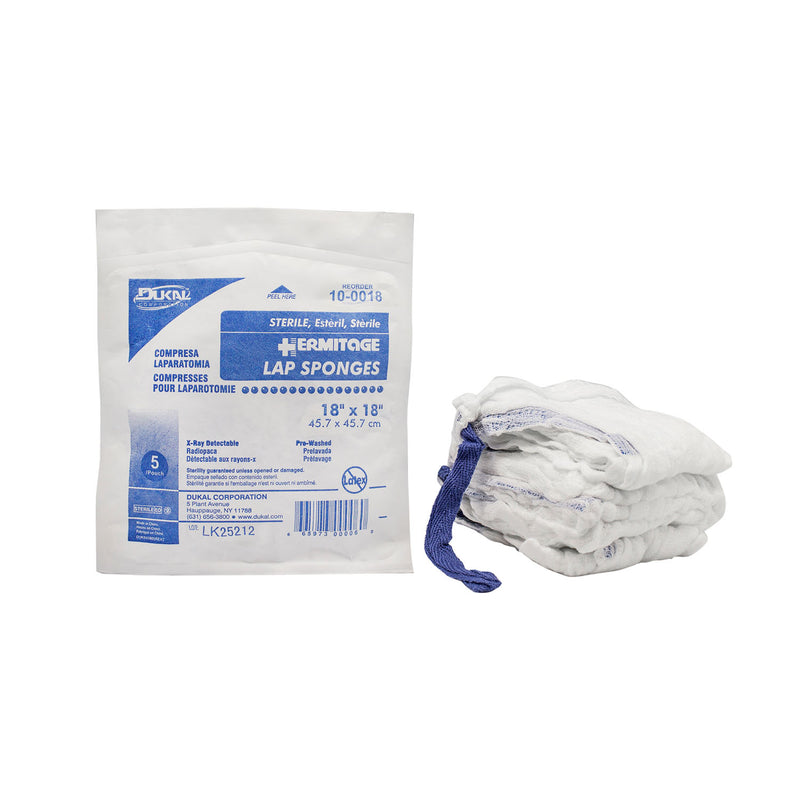 DUKAL LAPAROTOMY SPONGES SPONGE LAP PREWASH SFT PACK18X18 ST 5/PK 20PK/CS