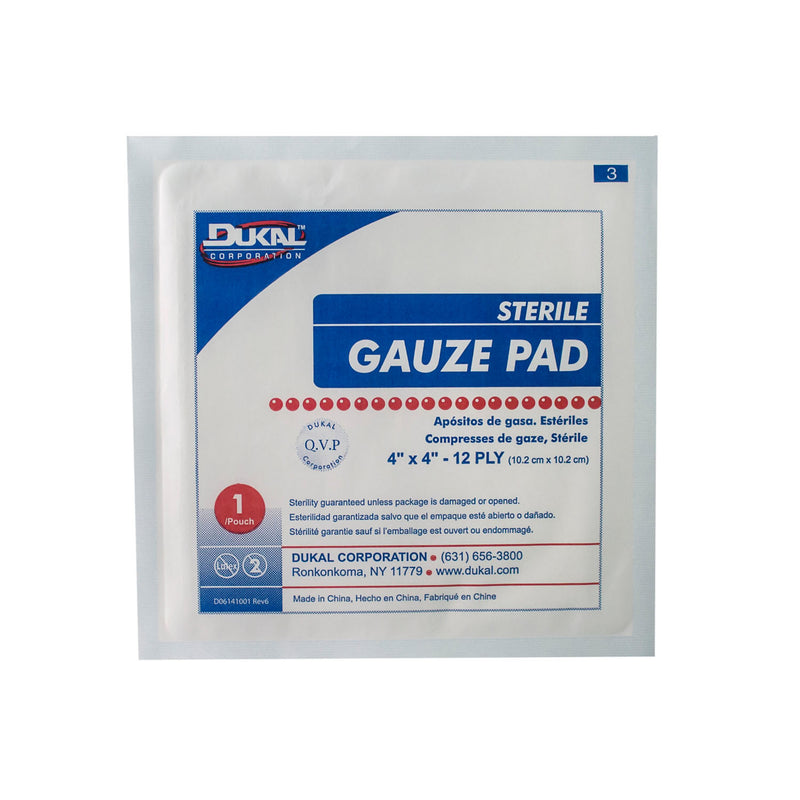 DUKAL GAUZE PADS DRESSING GAUZE PAD 4X4 12PLYST 1/PK 25PK/BX 24BX/CS