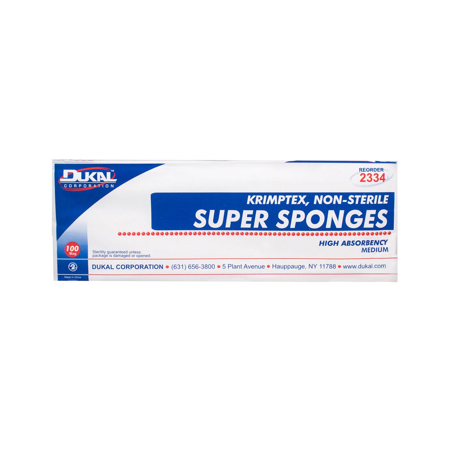 DUKAL SUPER SPONGES SPONGE COTTON NS 32PLY MD100/BG 6BG/CS