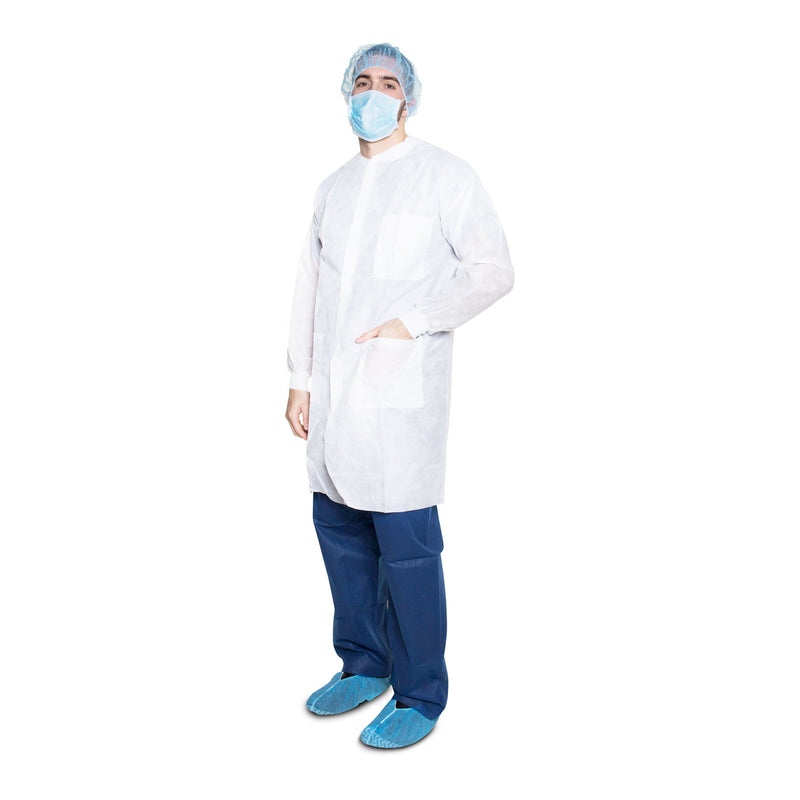 POCKET LAB COAT, MEDIUM, WHITE, 35GM SMS, NON-STERILE, 10/BG, 5 BG/CS, SOLD AS CASE DUKAL 10000117