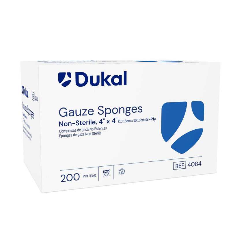 GAUZE SPONGE, 2" X 2", NON-STERILE, 12-PLY, 200/BG, 40 BG/CS, SOLD AS CASE DUKAL 10000117