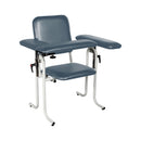 BLOOD DRAW CHAIR WITH FLIP UP ARM, WIDE, 700 LB WEIGHT CAPACITY, TALL, SEAT DIMENSIONS: 31"W X 17"D X 24"H, UPHOLSTERED, BLUE, SOLD AS EACH DUKAL 1000