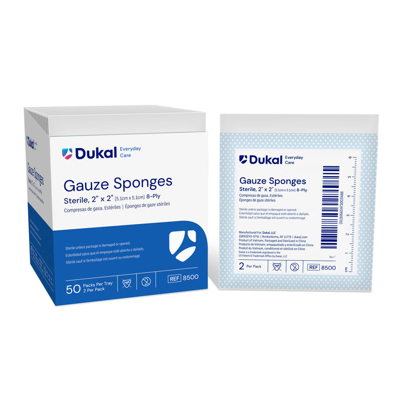 DUKAL BASIC GAUZE SPONGES SPONGE GAUZE 2X2 8PLY ST2/PK 50PK/BX 30BX/CS