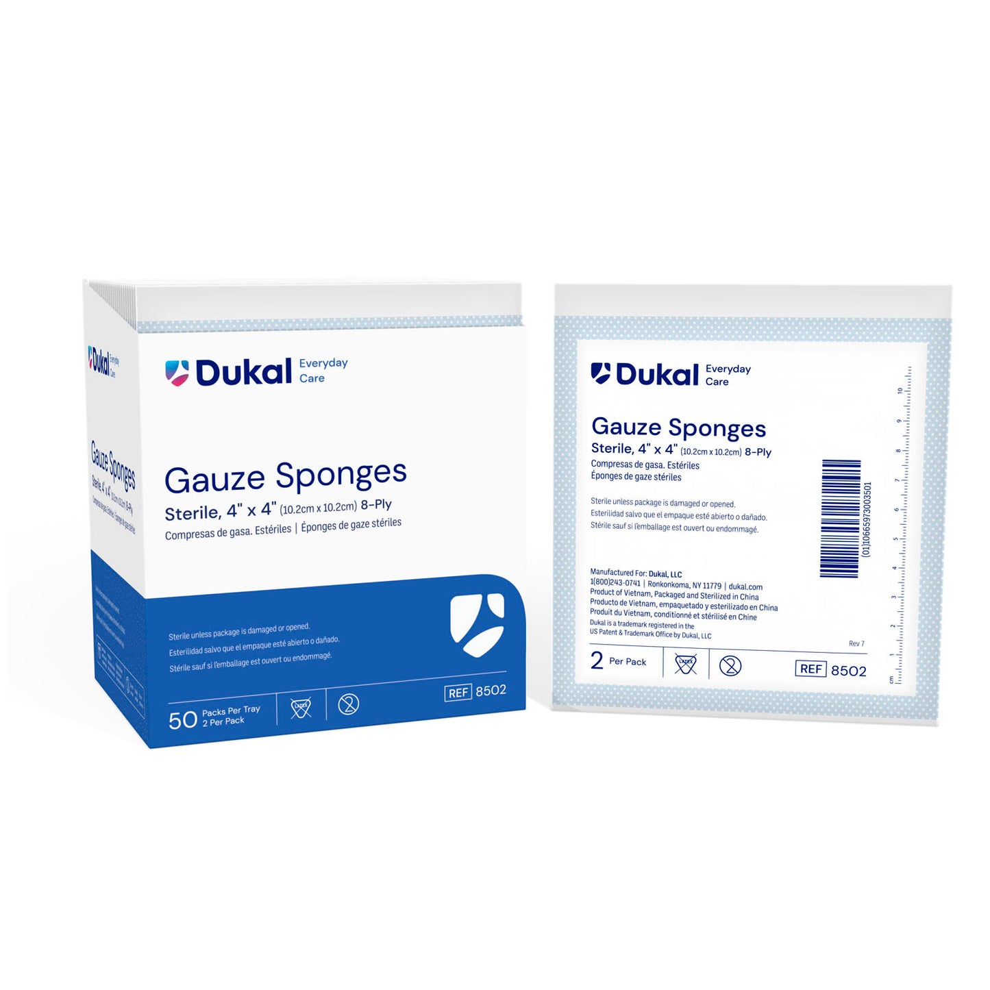 Dukal Basic Gauze Sponges Sponge Gauze 4X4 8Ply St2/Pk 50Pk/Bx 12Bx/Cs