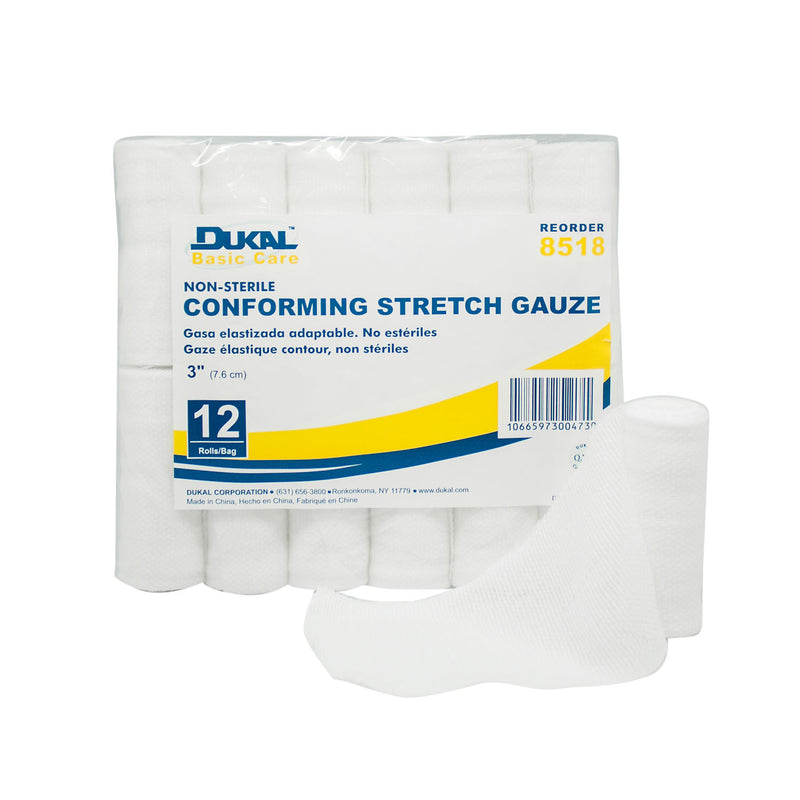 DUKAL BASIC CONFORMING STRETCH GAUZE GAUZE CONFORMING STRETCH 3NS 12RL/BG 8BG/CS