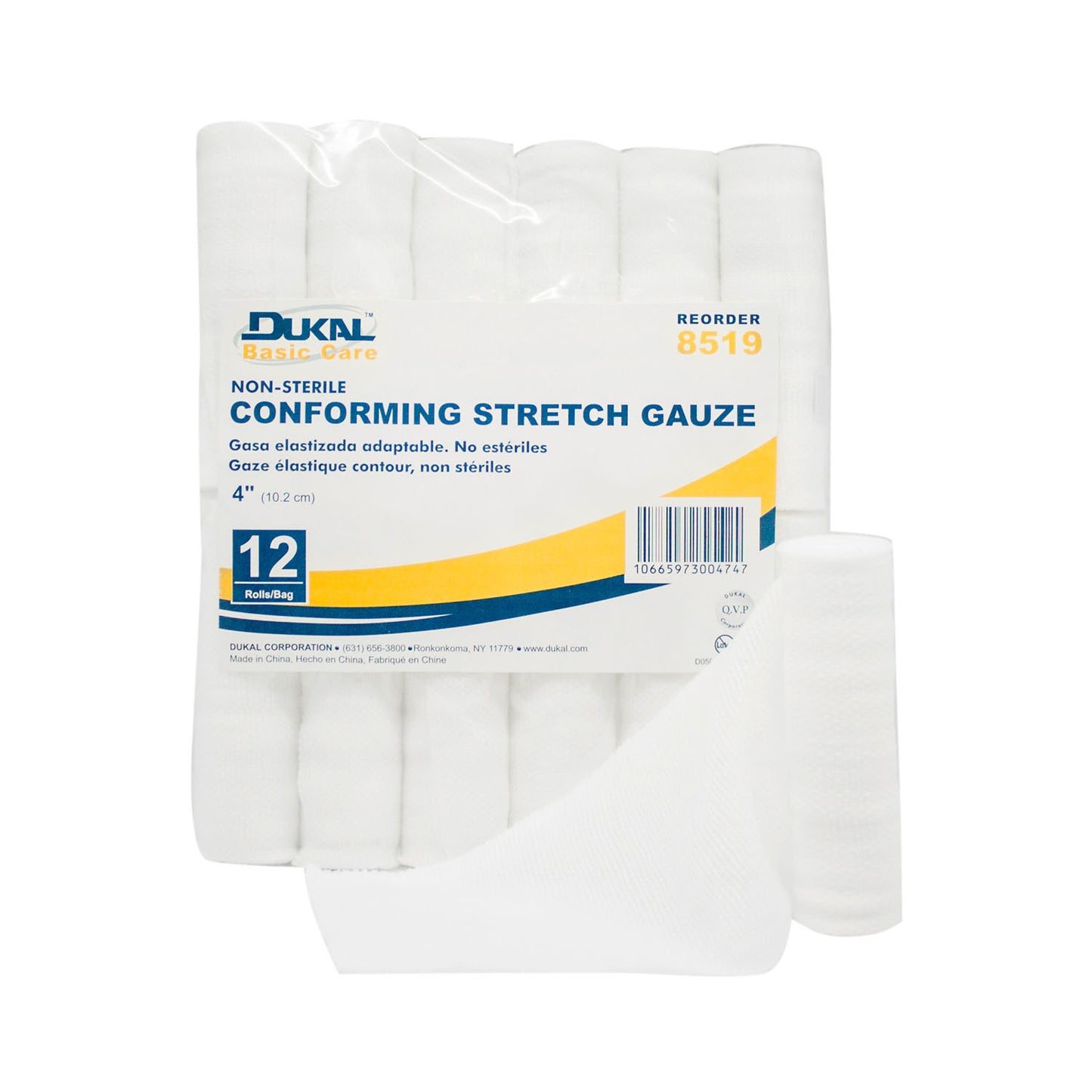 Dukal Basic Conforming Stretch Gauze Gauze Conforming Stretch 4Ns 12Rl/Bg 8Bg/Cs