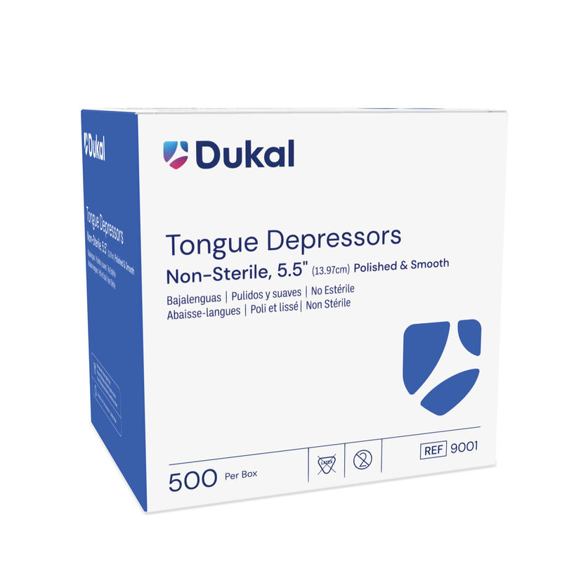 TONGUE DEPRESSOR, JUNIOR, 5½", NON-STERILE, 500 PC/BX, 10 BX/CS, SOLD AS CASE DUKAL 10000117