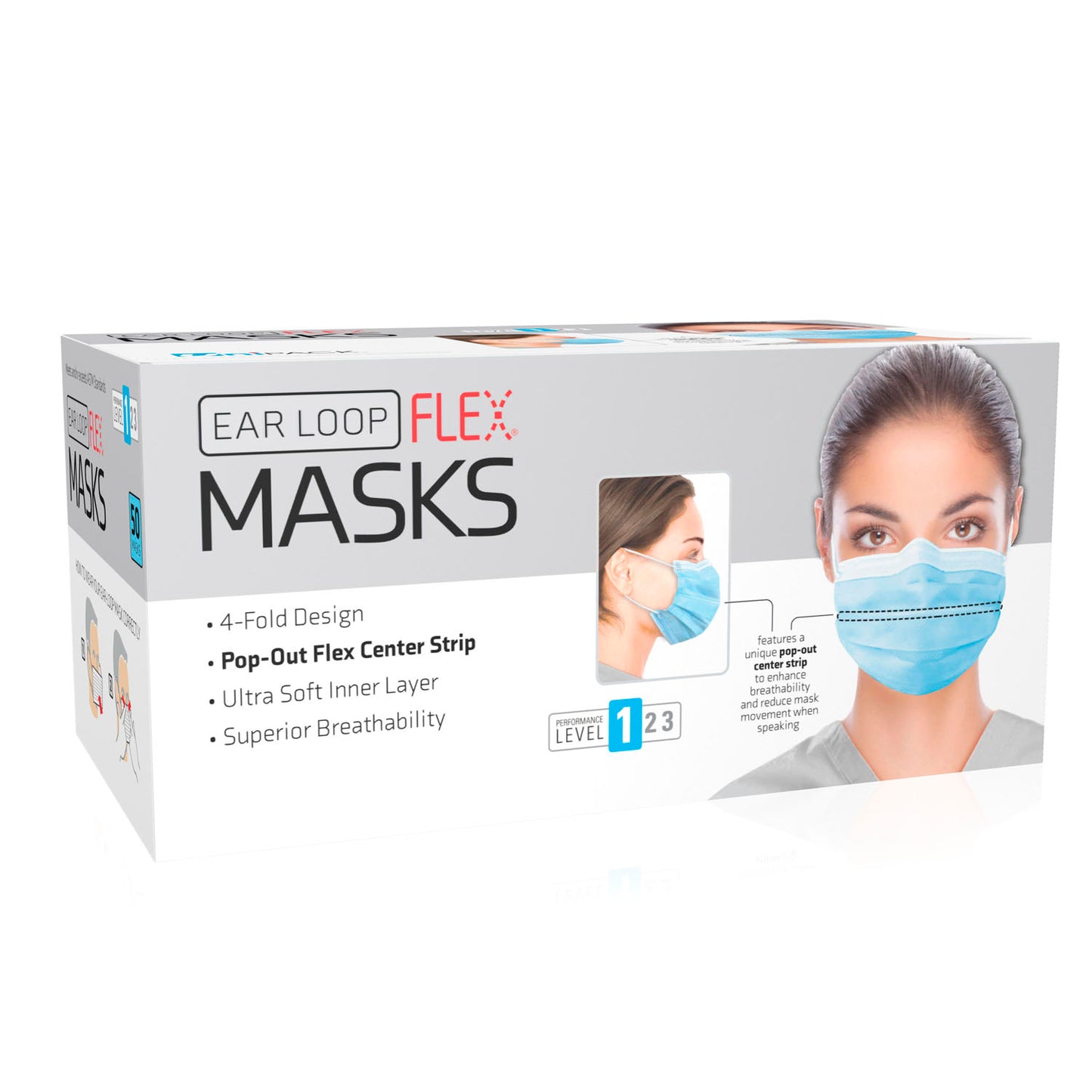 DUKAL PROCEDURE MASKS MASK FACE LEVEL 1 EAR-LOOP BLUFLEX 50/BX 20BX/CS