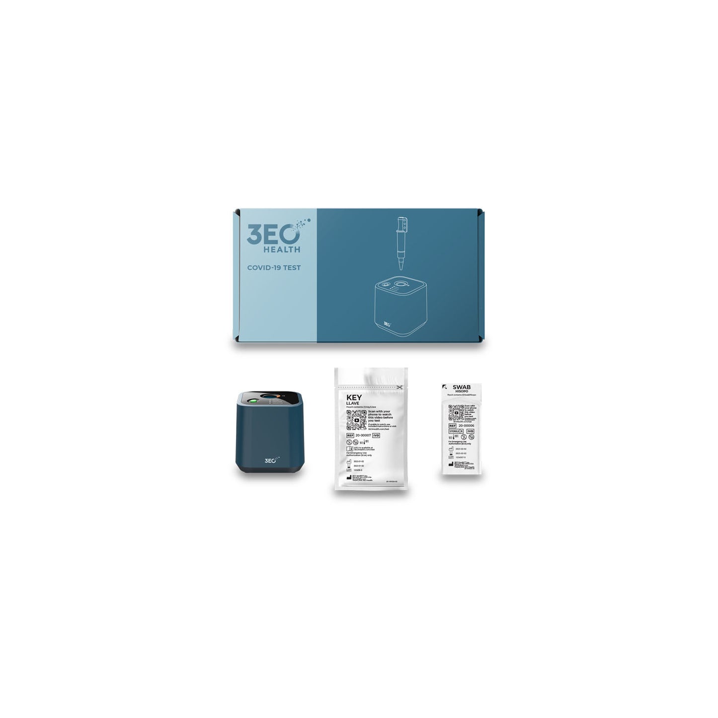 3Eo Health Covid-19 Test Kits Kit Starter Covid-19 W/Cube(2) Tests  (Nr) -SKIT-COV19